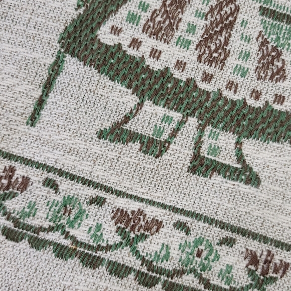 Vtg Folk Art Theme Woven Fabric Pillow Sham Cover - Picture 3 of 11